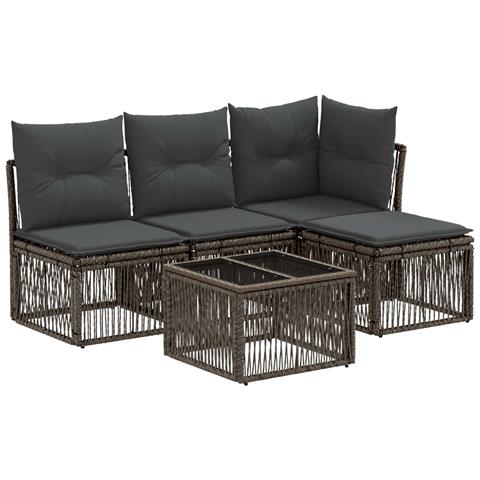 Set Divano da Giardino 5 pcs Grigio polyrattan - Foto 1