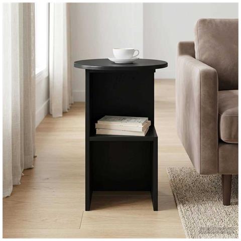 Tavolo laterale Rovere Nero Ø 39,5 x 55 cm Legno ingegnerizzato - Foto 2