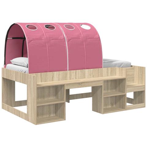 Letto alto per bambini con storage 3 pz Rovere Sonoma e Rosa - Foto 1