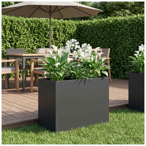 Vaso da giardino Nero 60 x 30 x 50 cm Acciaio laminato a freddo - Foto 2