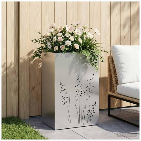 Vaso da giardino Argento 50 x 30 x 75 cm Acciaio Inox - Foto 2