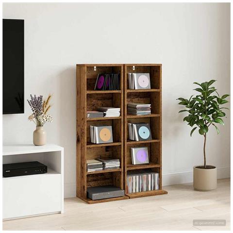 Mobile per CD 2 pz Legno di quercia 33 x 23,5 x 97,5 cm - Foto 2