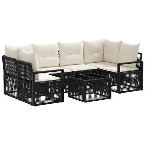 Set Divano da Giardino 7 pz Nero polyrattan - Foto 1