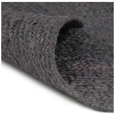 Tappeto Lavorato A Mano In Juta Rotondo 90 Cm Grigio Scuro - Foto 2