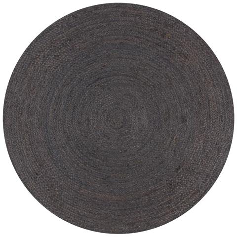 Tappeto Lavorato A Mano In Juta Rotondo 90 Cm Grigio Scuro - Foto 1