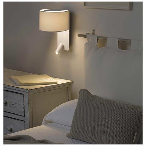 Lampada Da Parete Bianca Con Paralume 1x E27 Con Luce Di Lettura 3w - Foto 1