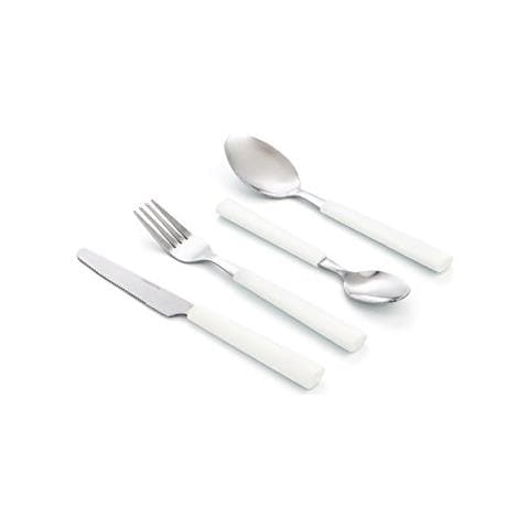 Fresia Set Di 24 posate Con Manico Bianco, Acciaio Inox, Bianco, 9 x 9 x 24 cm - Foto 3