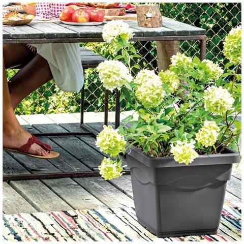 Vaso Per Fiori Quadrato Day R Antracite - 38 Cm - Foto 1