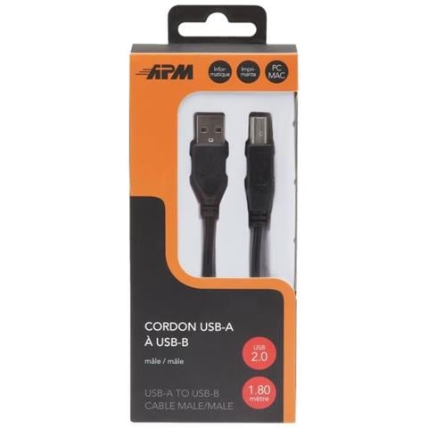 Cavo Usb 2.0 Usb-a / Usb-b - Maschio / Maschio - Nero - 1,8 M - Foto 1