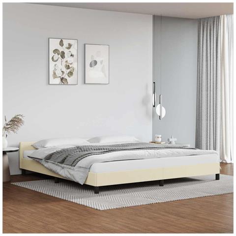 Giroletto con Testiera senza Materasso Crema 200x200 cm - Foto 2