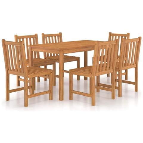Set Da Pranzo Per Esterni 7 Pz In Legno Massello Di Teak - Foto 1