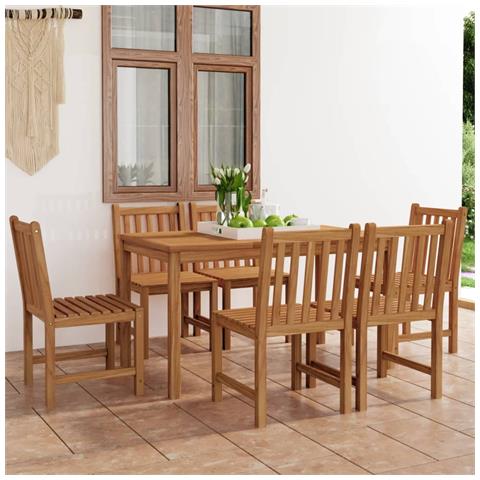Set Da Pranzo Per Esterni 7 Pz In Legno Massello Di Teak - Foto 10