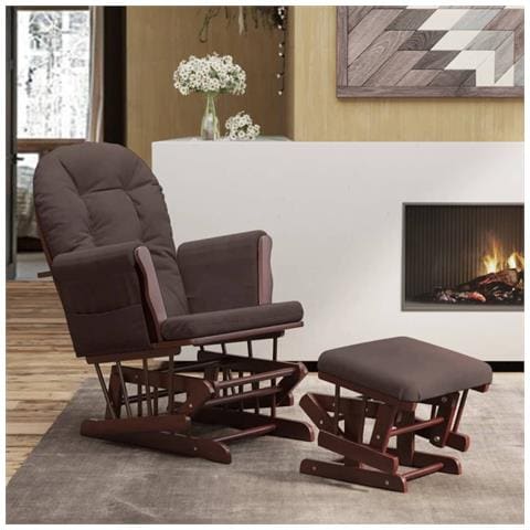 Poltrona Glider Con Sgabello Marrone In Tessuto - Foto 9