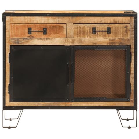 Credenza 80x31x66 Cm In Legno Grezzo Massello Mango E Metallo - Foto 2