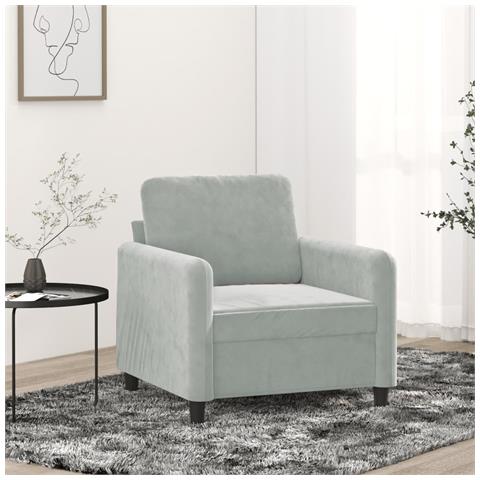 Poltrona Grigio Chiaro 60 Cm Velluto - Foto 1