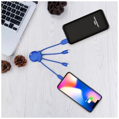 Cavo Octopus 3 In 1 Usb A/micro Usb E Usb C E Lightning Da 0,1 M, Blu - Foto 4