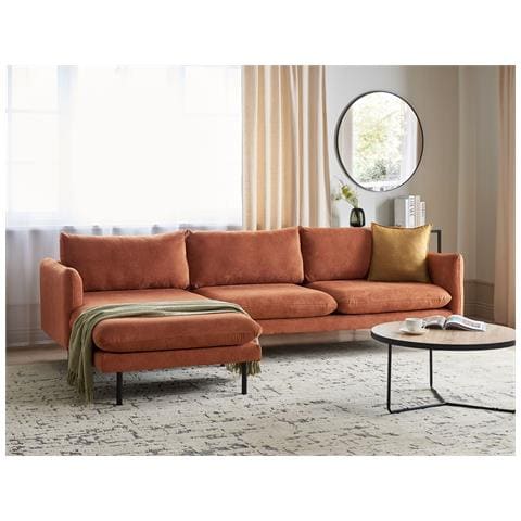 Divano Angolare 4 Posti Vinterbro Ciniglia Marrone Dorato Lato Destro - Foto 1