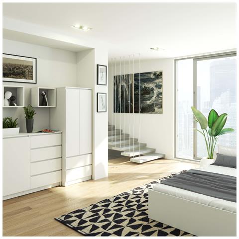 Armadio A 2 Ante Battenti E Cassetti S60, 60x51x180 cm, Colore Bianco - Foto 7