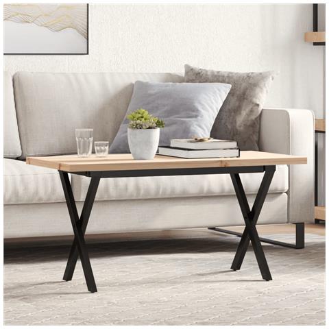 Tavolino Salotto Telaio A X 100x50x45,5cm Massello Pino E Ghisa - Foto 1