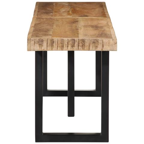 Panca 160 Cm In Legno Massello Di Mango Grezzo E Acciaio - Foto 3