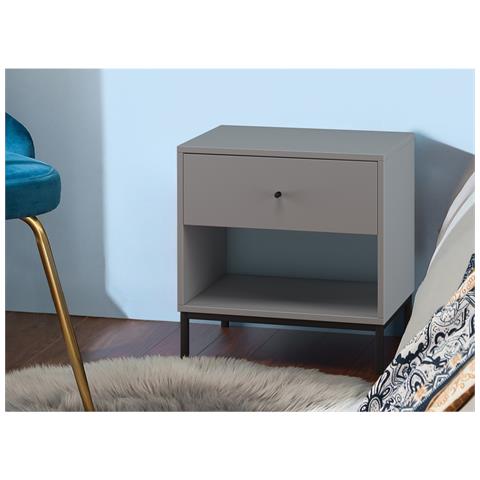 Celine Comodino Con 1 Cassetto In Truciolare Grigio - Foto 5