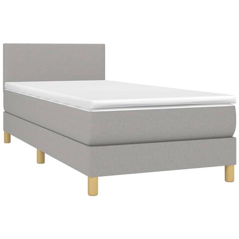 Letto A Molle Materasso E Led Grigio Chiaro 90x190 Cm Tessuto - Foto 2