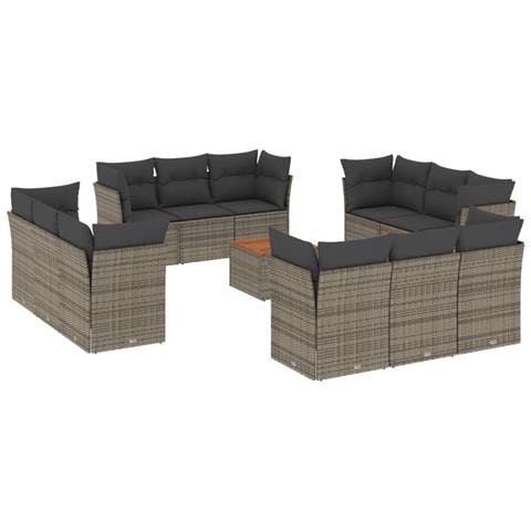 Set Divani da Giardino 13 pz con Cuscini Grigio in Polyrattan - Foto 1