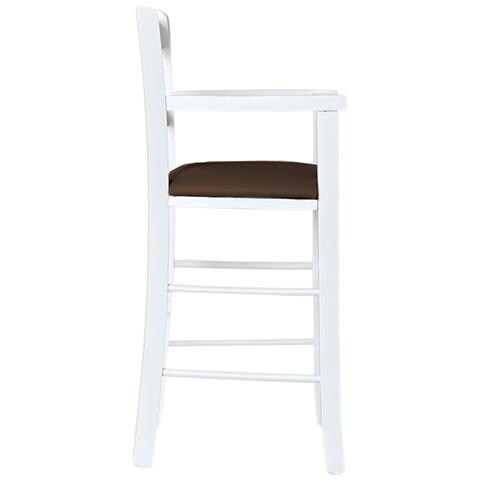 Seggiolone In Legno Bianco Con Seduta Ecopelle Marrone - Foto 5