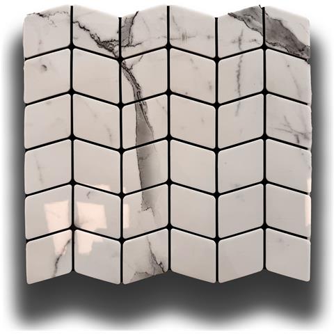 Piastrelle 3d Autoadesive In Pet Acustiche E Isolanti 30x30cm (4mm Spessore) Chevron Carrara - Foto 1