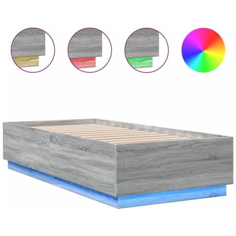 Giroletto Con Luci Led Grigio Sonoma 90x200cm Legno Multistrato - Foto 2