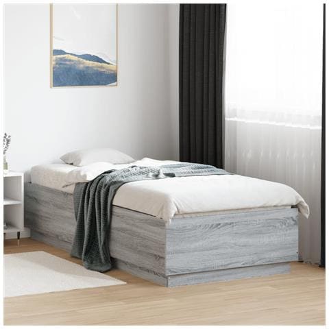 Giroletto Con Luci Led Grigio Sonoma 90x200cm Legno Multistrato - Foto 1