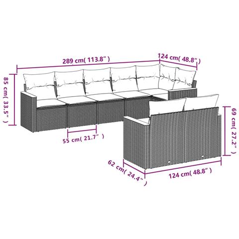 Set Divano Da Giardino 8 Pz Con Cuscini Beige In Polyrattan - Foto 3