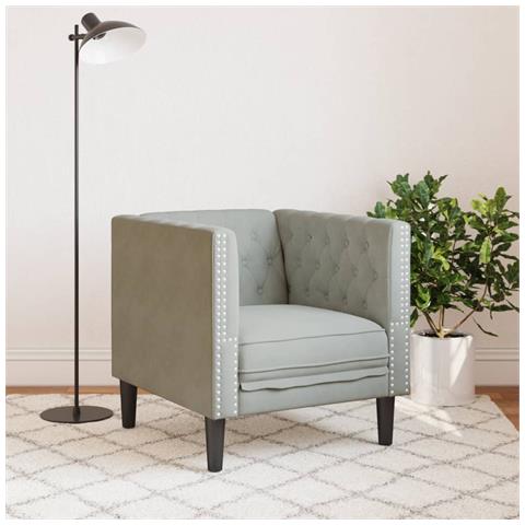 Poltrona Chesterfield Grigio Chiaro In Velluto - Foto 3