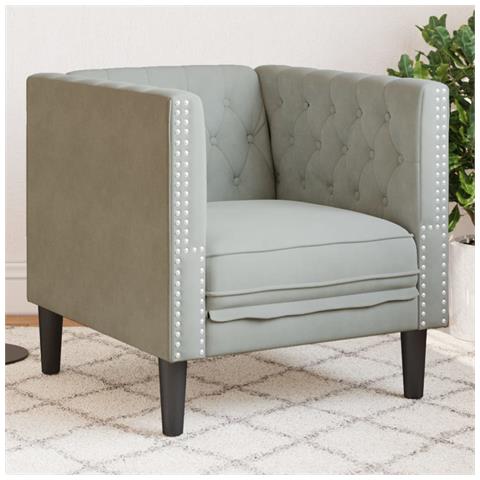 Poltrona Chesterfield Grigio Chiaro In Velluto - Foto 1