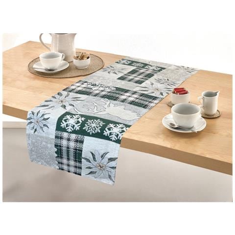 Tovaglia Pasqua Centrino Runner Tavola Fantasia Edelweiss Cervo Made Italy 40x130 Verde - Foto 5