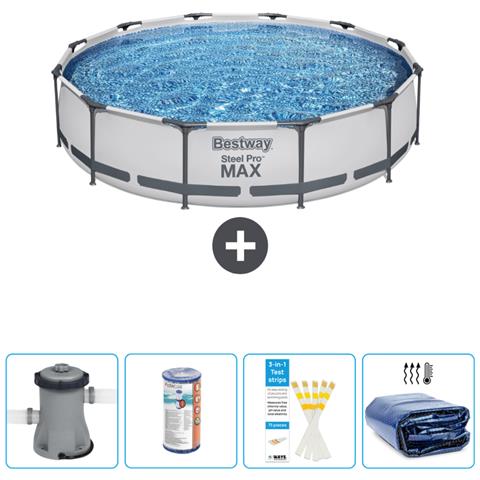 Piscina Fuori Terra - In Giro - 366x76 Cm - Grigio - Include Accessori Coordinati Cb50 - Foto 1