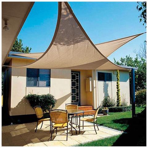 Vela Telo Parasole 4x4mt Tenda Triangolare Ombreggiante Giardino Tessuto Beige - Foto 2
