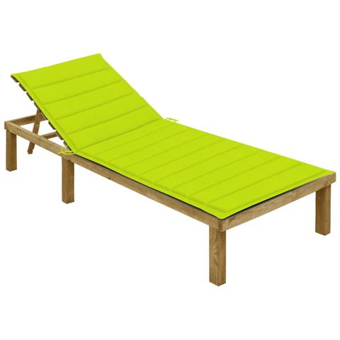 Lettino Da Giardino Con Cuscino Verde Chiaro In Pino Impregnato - Foto 2