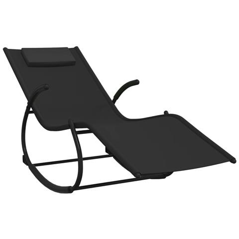 Lusso Casadino - Lettino Prendisole A Dondolo In Acciaio E Textilene Nero - Foto 1