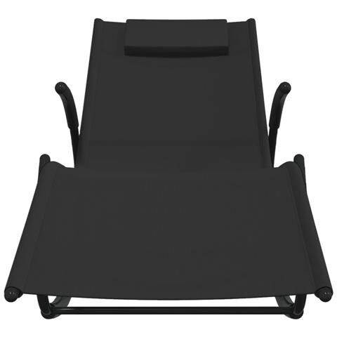 Lusso Casadino - Lettino Prendisole A Dondolo In Acciaio E Textilene Nero - Foto 2