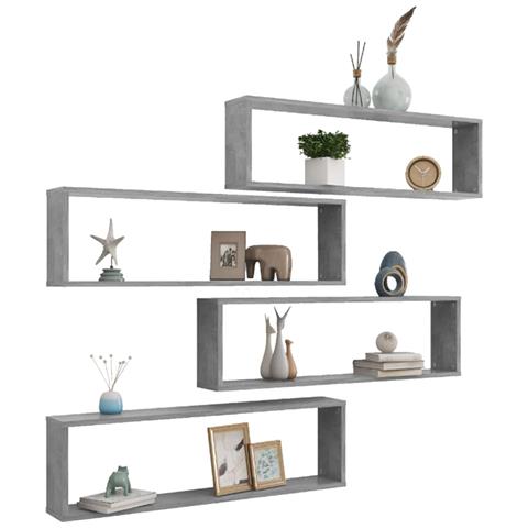 Mensole Parete Cubo 4pz Grigio Cemento 100x15x30 Cm Multistrato - Foto 2