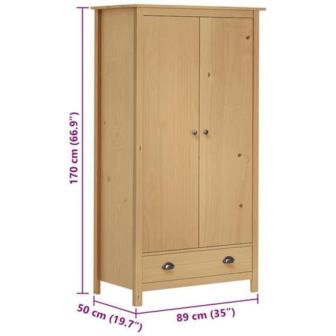 Lusso Casadino -  Armadio A 2 Ante Hill 89x50x170 Cm Legno Massello Di Pino - Foto 7