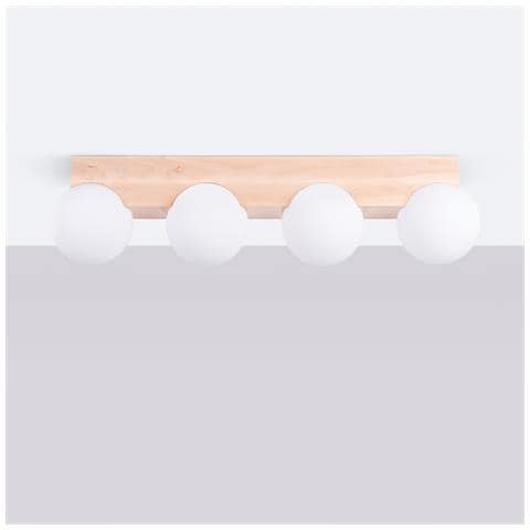 Lampada Da Soffitto Bulbo 4 In Legno Naturale Sl. 1685 - Moderno Lampada Da Soffitto Legno Naturale /bianco 16x63x12 Cm - Foto 2