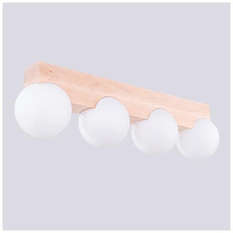 Lampada Da Soffitto Bulbo 4 In Legno Naturale Sl. 1685 - Moderno Lampada Da Soffitto Legno Naturale /bianco 16x63x12 Cm - Foto 8