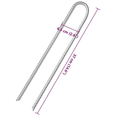 Picchetti Tenda 12 pz a Forma di U 37 cm Ø10 mm Acciaio Zincato - Foto 5