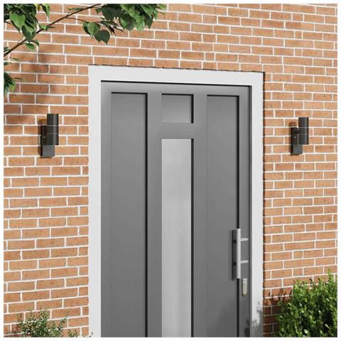 Lampade da Parete Esterne 2 pz Acciaio Inossidabile Nero IP44 - Foto 2