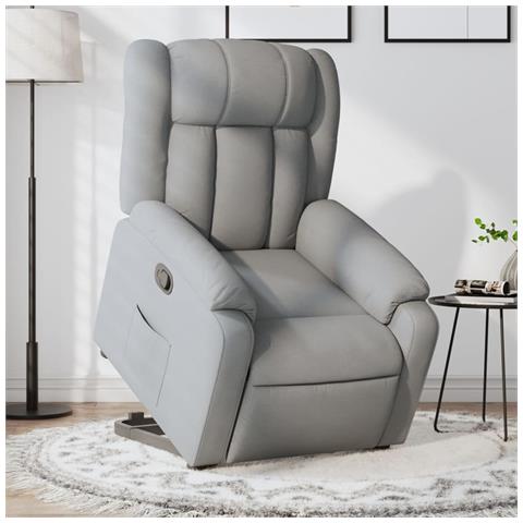 Poltrona Alzapersona Reclinabile Grigio Chiaro in Tessuto - Foto 2