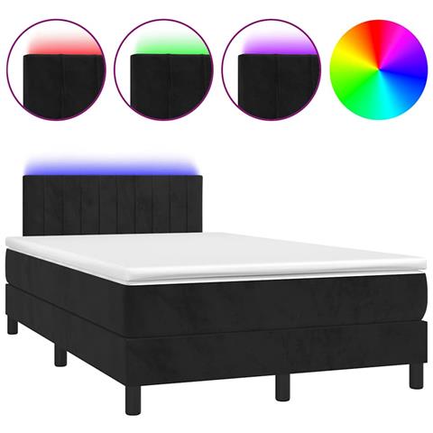 Letto a Molle con Materasso e LED Nero 120x190 cm in Velluto - Foto 1