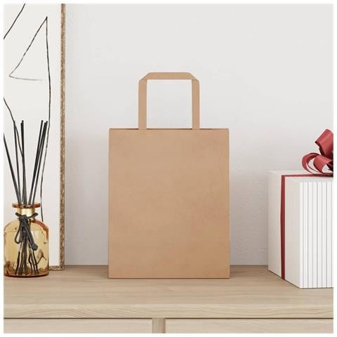 Sacchetti di Carta 250 pz con Manici Marrone 18x8x22 cm - Foto 2