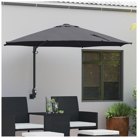 Ombrello da Patio Antracite Acciaio Verniciato a Polvere, Poliestere - Foto 2